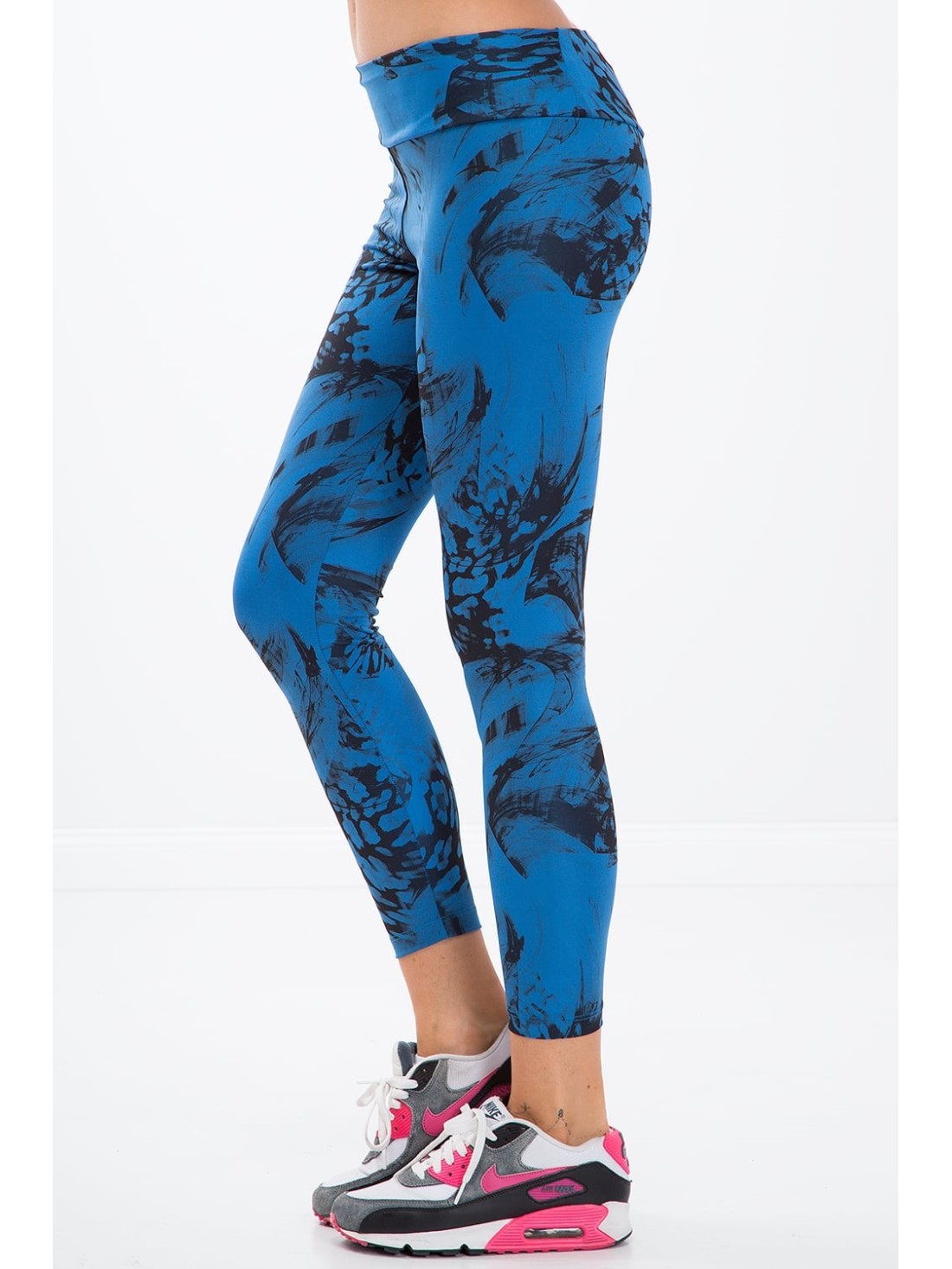 Blaue Leggings mit schwarzen Mustern H0060 – Online-Shop – Boutique